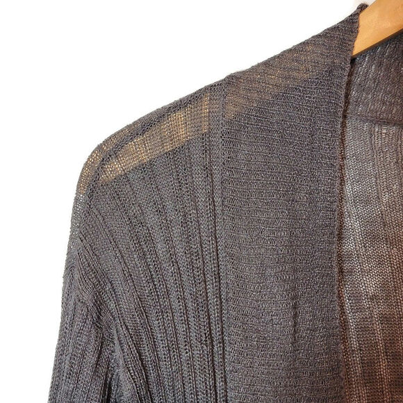 Eileen Fisher Linen Cardigan Sweater Lightweight Brown Gray Classic Summer M - Picture 3 of 14